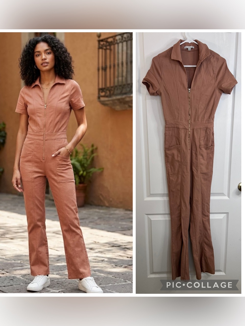 Haute Monde Dusty Rose Utility Zip Jumpsuit size M